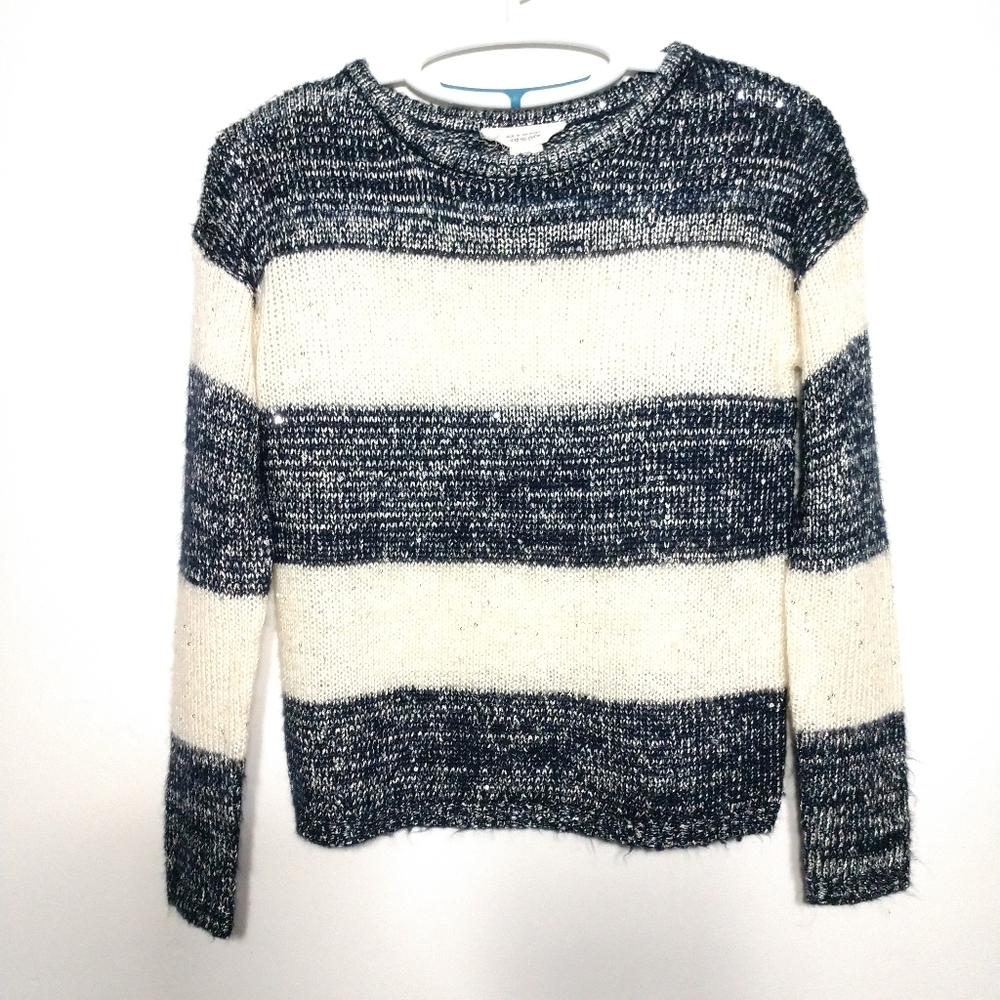 Striped Sequin Sweater Andrea Jovine Size Small Chest 36"